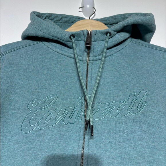 Carhartt Muted Green Teal FULL ZIP Hoodie – Women’s XL (16–18) - Picture 3 of 13